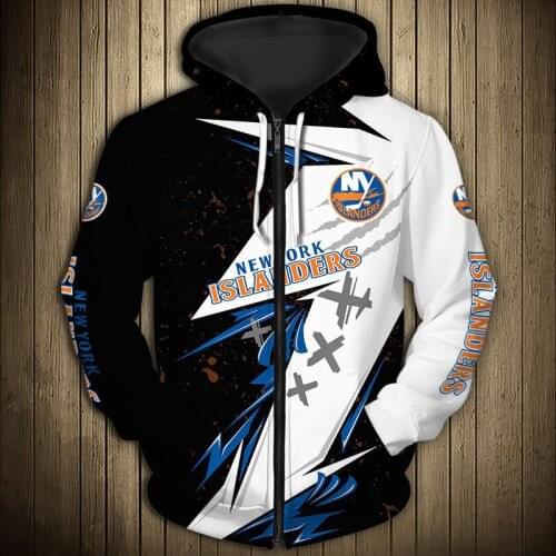 New York mens casual 3D zipper hoodie fun graffiti letter M print Islanders sweatshirt