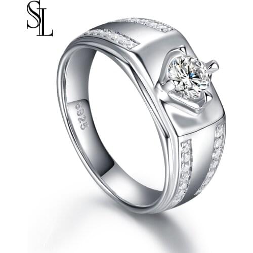 SL 2020 New Men Fine Jewelry White Zirconia 925 Sterling Silver Rings Anel 8-12 US Big Size