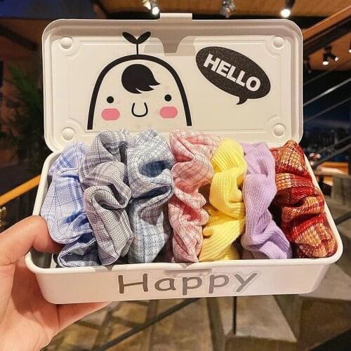 5pcs Set Scrunchies Elastic Hairbands Print Hair Bands Rubber Tie Bow Women Headbands Girls Ponytail Holders Hair Accessories