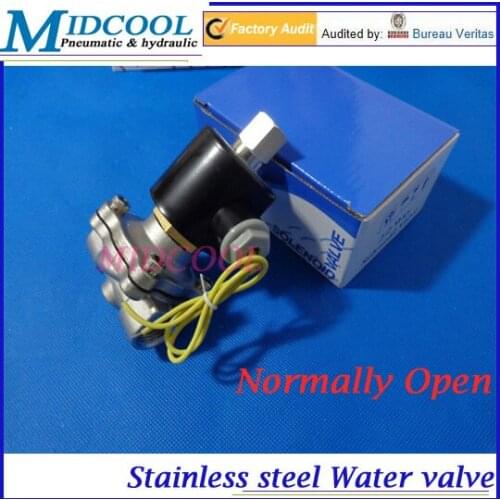 De agua valvula Normally Open Type 2-way 2S series ac220V 2S160-15 1/2" Stainless steel Solenoid Valve for air water oil