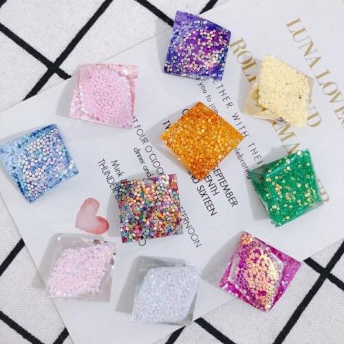 New 50pcs/lot 22mm color rounds Sequins geometry irregular square shape flatback beads without holes diy jewelry accessory