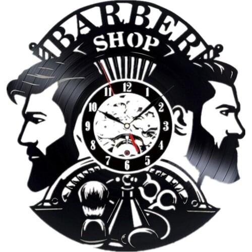 New Barber Shop Wall Clock Modern Barbershop Decoration Vinyl Record Wall Clock Hanging Hairdresser Wall Watch for Barber