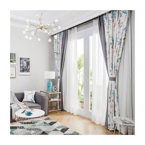 New modern rural American printing curtains window French window living room bedroom curtain