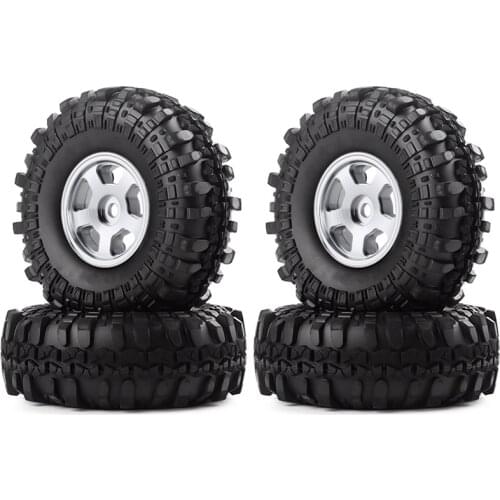 For Axial SCX24 1/24 RC Crawler Car 4PCS 1.0 Metal Beadlock Wheel Rims Tire Tyres Set Upgrade Parts Accessories