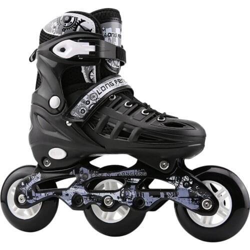 3 Pu Wheel Inline Skates Adjustable Adult Roller Skating Shoes Roller Sneaker Slalom Speed Patines Free Skating Racing Skates