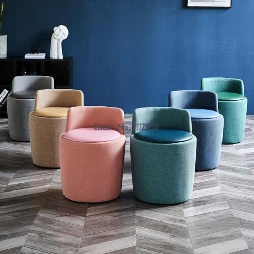 Nordic ins designer color matching shoe changing stool backrest chair bedroom dressing chair living room macaron sofa stool home