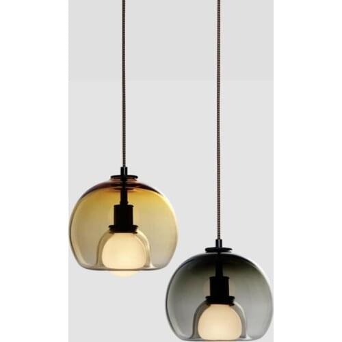 Glass Single-headed Small Pendant Lights Nordic Restaurant light Bedside Lamp Creative Personality Art Hanging Lamp