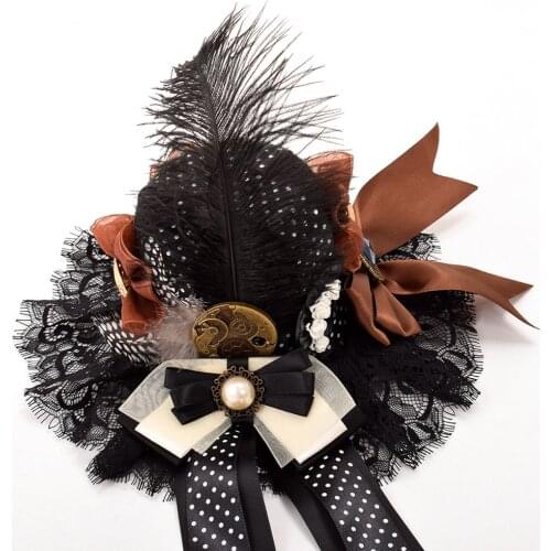Steampunk Top Hat Mini Clip Fedoras Black Gothic Victorian Gears Festival Hair Accessories Steam Punk