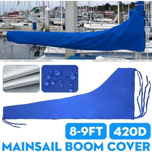 3m/3.5m 420D Waterproof Mainsail Boom Cover Boat Cover Anti UV Windproof Sunshade Sail Cover Blue Anti Scratch Dustproof Cover