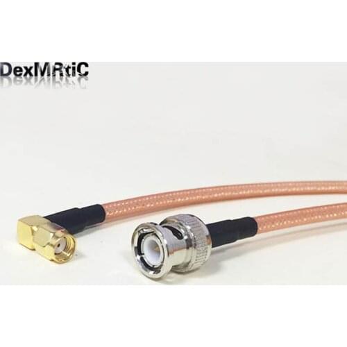 High quality low-attenuation BNC Male Switch RP-SMA Right Angle Male Plug pigtail cable RG142 50CM 20" Adapter