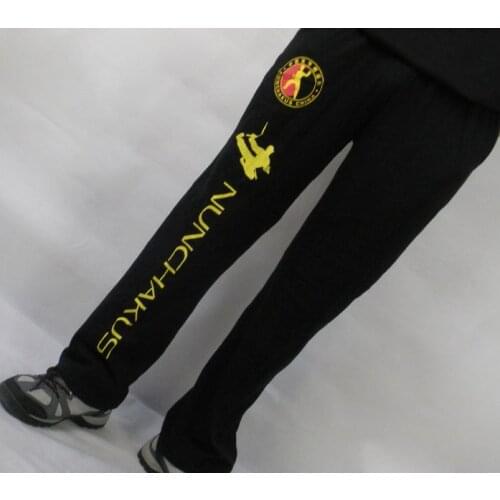 Pure cotton high quality martial arts kung fu training Nun-Chuks Nunchaku nunchuck trousers nunchakus pants black