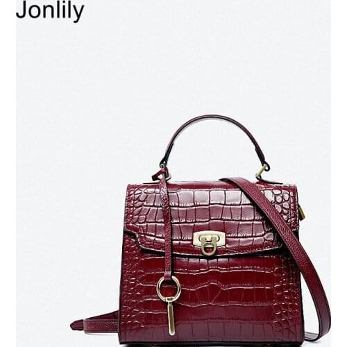 Jonlily Women Genuine Leather Shoulder Bag Female Fashion Handbag Totes City Bag Messenger Crossbody Bag Teens Daybag -KG496