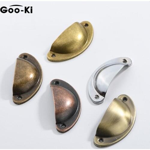 10 Pcs Mini Bronze Metal Handles Pulls Drawer Knobs Shell Cabinet Handle Antique Brass Furniture Handle