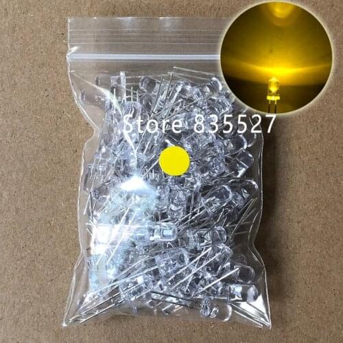 100pcs / LOT F5 5MM Round LED Water and Clear Yellow Super Bright LED light emitting diode Kit DIP Lamp beads