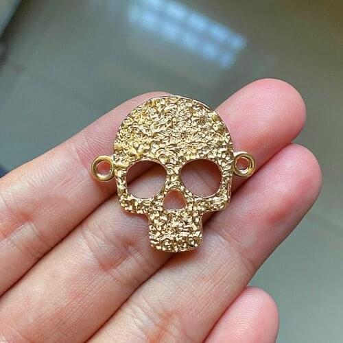 15pcs/Lot Filigree Skull Charms Antique Gold Color Punk Pendant Fit For Jewelry Making Handmade Accessories Crafts Wholesale