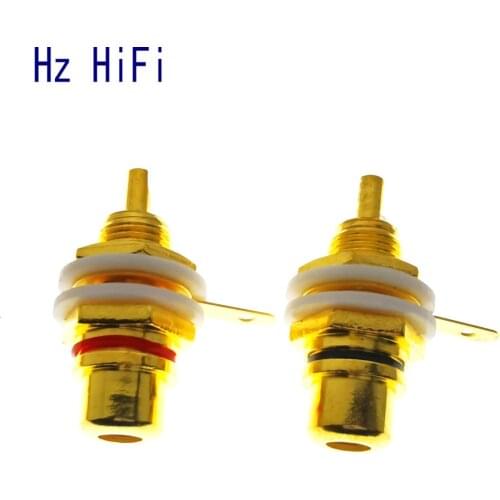 2PCS Plating Gold RCA Right Angle Connector Plug Adapters Red Black Female Audio Adapter