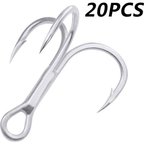 20 PCS/Box Fishing Hook Treble Overstriking Anticorrosive Fishing Tackle High Steel Carbon Treble Hook 2/4/6/8/10