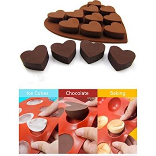 Hot Sale 10 Holes 3D Cake Mold Mini Heart Silicone Chocolate Fondant Jelly Cookie Muffin Ice Mould Moulds Cupcake Mold