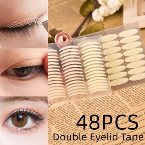 48PCS Double Eyelid Tape Invisible Double Eyelid Stickers Transparent Self Adhesive Double Eye Tape Ladies Eye Makeup Tools