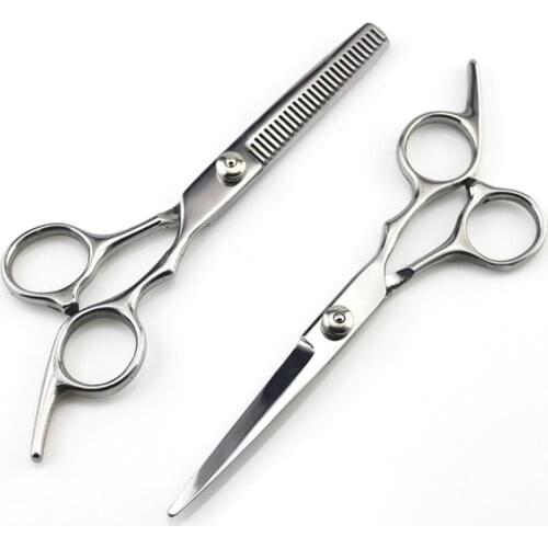 6 inch Cutting Thinning Styling Tool Hair Scissors Stainless Steel Salon Hairdressing Shears Regular Flat Teeth Blades
