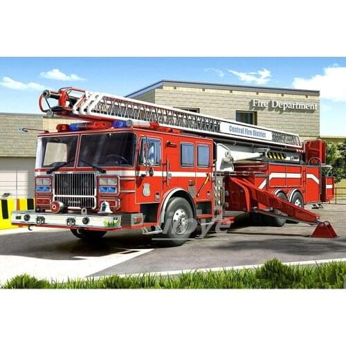 5D DIY Diamond Painting Full Square/Round Fire Truck Diamond 3D Embroidery Pattern Mosaic Rhinestones Art Stickers Decor DF476