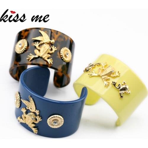 Kissme Colorful Acrylic Bangles For Women Gifts Unique Hot Bending Process PMMA Cuff Bracelets 2021 New Fashion Brand Jewelry