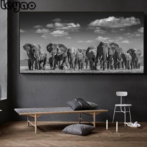 Big size Modern Black African Elephant Herd diamond painting sale,5d diy diamond embroidery full square round drill large size