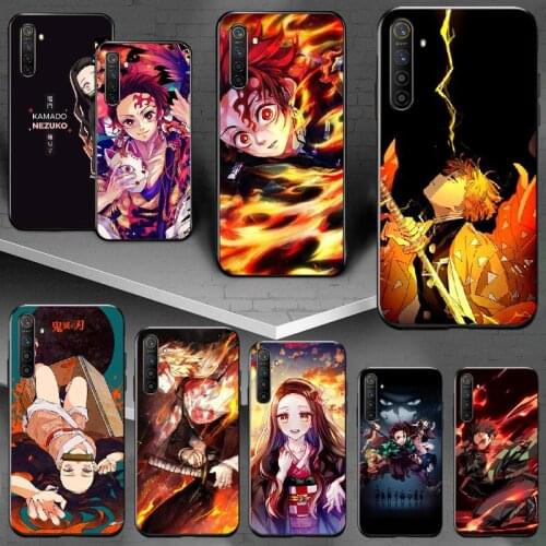 PENGHUWAN Kamado Nezuko Kimetsu no Yaiba Demon Slayer TPU black Phone Case For OPPO Realme 5 3 2 Pro F7 F9 F11 F3 RENO Cover