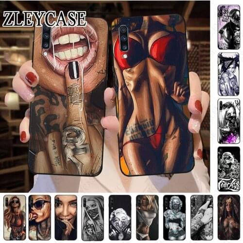Sexy Sleeve Tattoo hot Girl silicone Soft Phone Case For Samsung Galaxy A50 A10 A20 A20E A20S A30S A40 A51 A70 A30 A6 A7 A8 Case