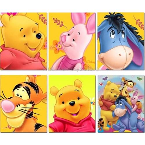 Disney Diy Diamond Painting Cross Stitch Cartoon Kit 5d Round Diamond Embroidery Mosaic Needlework Winnie the Pooh Baby Decor