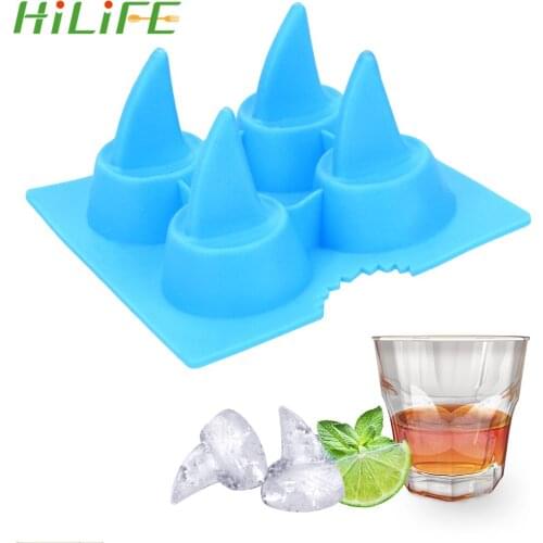 HILIFE Ice Cube Tray Whiskey Wine Cocktail Ice Cube Silicone Ice Moulds Shark Fin Shape Ice Maker Mould DIY Kitchen Tool