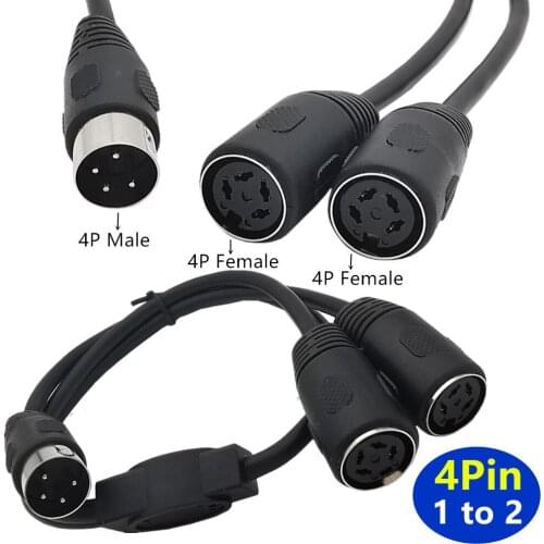 MIDI 4PIN 2 IN 1 Cable Converter 4 PIN MIDI DIN 1 male plug to 2x female adapter cable socket Y splitter adapter cable 0.5m/50cm