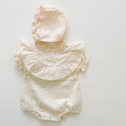 Korean Style Infant Baby Girls Jumpsuit Cotton Short Sleeve Toddler Baby Girl Princess Romper Summer Baby Girls Clothes