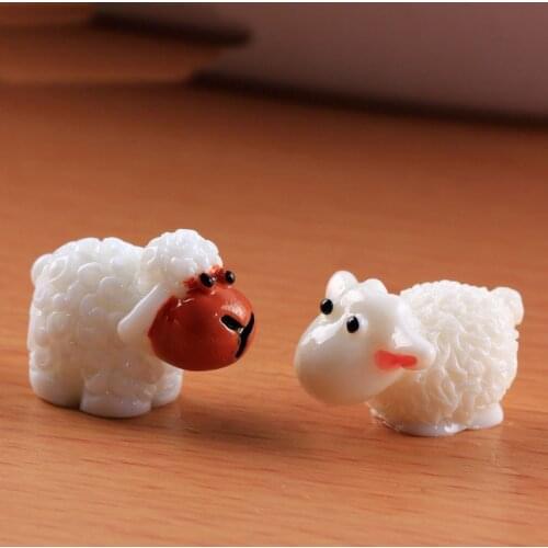 50PCS Cute Mini Sheep Resin Crafts Home Decorative Fashion Artificial Figurine Fairy Garden Miniatures Micro Landscape