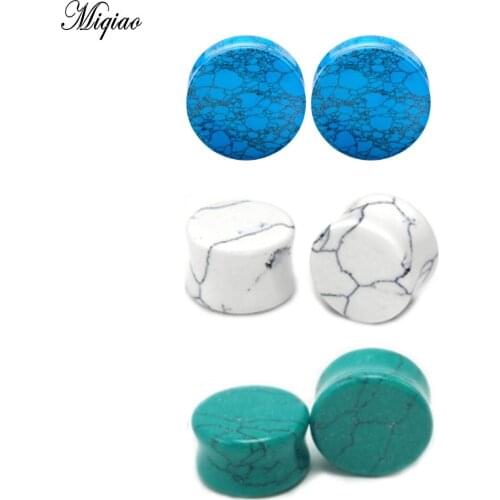 Miqiao 2pcs Stone Ear Plug Tunnel Ear Piercings Earring Gauges Helix Ear Stretcher Body Piercing Jewelry 5mm-25mm
