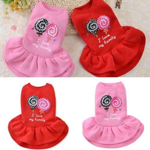 Fashion Pink Red Dog Skirt Dog Dress Clothes For Small Medium Dogs Cute Sleeveless Princess Dress Puppy Pet Cat Fleece Clothing