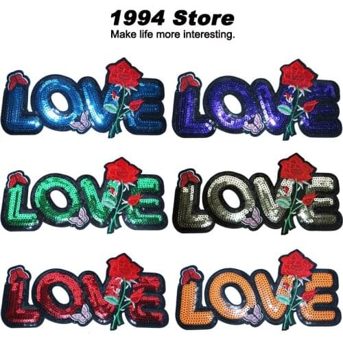 Embroidery Patches In Different Colors DIY Hats Rose Flower Decorative Badges Patches For Clothing Letters Ironing Accessories