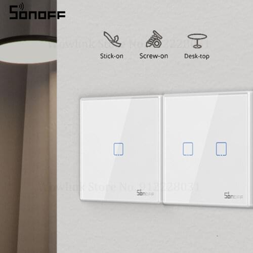 SONOFF T2EU-RF 86 Type Wall Panel Sticky With Battery 433MHz Wireless RF Remote 2 Way Control for 4CHPROR3 SlampherR2