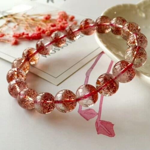 Genuine Natural Lepidocrocite Quartz Red Super 7 Crystal 10mm Rare Women Man Round Beads Stretch Bracelet AAAAA Certificate