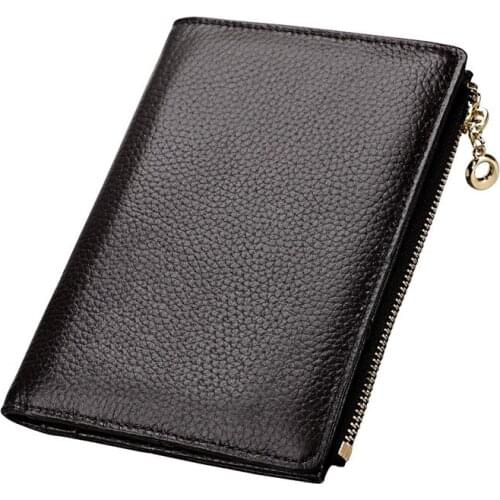 New Genuine Leather Passport Wallet Vintage Top Layer Cowhide Travel Organizer Zipper Purse Fashion Litchi Pattern Card Holder
