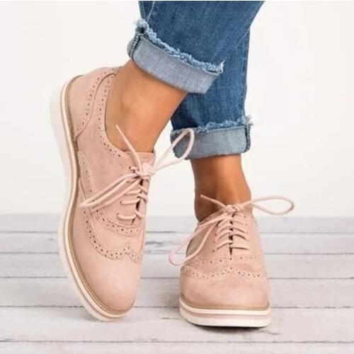 2021 new light foam bottom Brock large casual round lace up womens single shoe