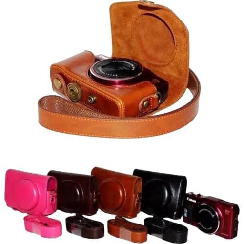 New Pu Leather Video Camera Case Bag for Canon Powershot SX700 SX710 Camera cover pouch with strap coffee black brown Rose red