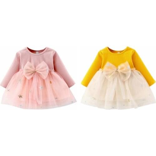 0-5T Toddler Kid Baby Girl Dress Fashion Big Bow Princess Dresses For Girls Spring Autumn Kids Clothes Newborn Children Clothing