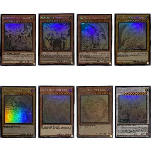 HR Yugioh Cards Official DIY YU GI OH Card Rainbow Dark Magician Girl Egyptian God Rainbow Flash Collection Cards Toys Gift