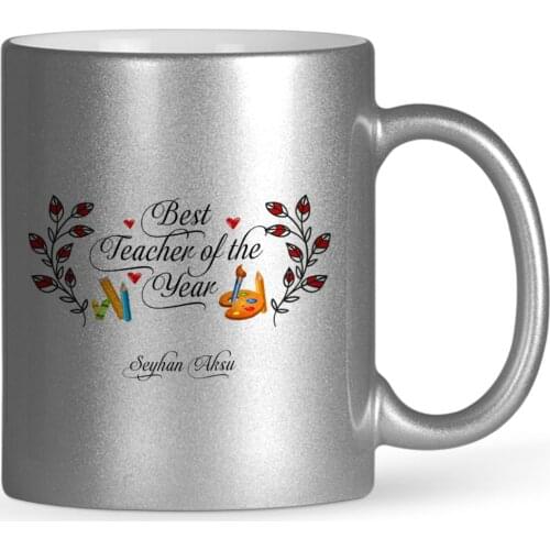 Personalized The Year 'S Best Öğretmeni Silver Gilt Mug Cup-1
