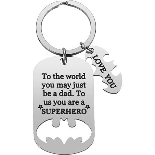 Fathers Day Gifts Dad Birthday Keychain from Daughter Son for Daddy Papa Stepdad Christmas Emotional Engrave Key Ring Pendant