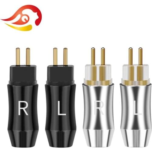 QYFANG 1 Pair 2 PIN 0.78mm Audio Jack Wire Connector Gold Plated Earphone Pins HiFi Headset Plug Metal Adapter For UM3X W4R UE18