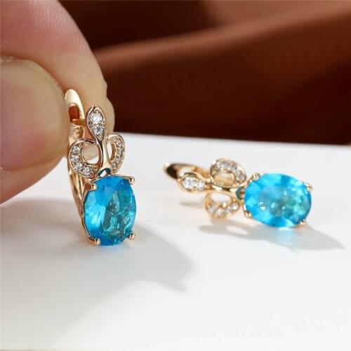 Multicolor Crystal Oval Stone Hoop Earrings Charm Rose Gold Small Earrings Female Luxury Crown Rainbow Zircon Earrings For Women