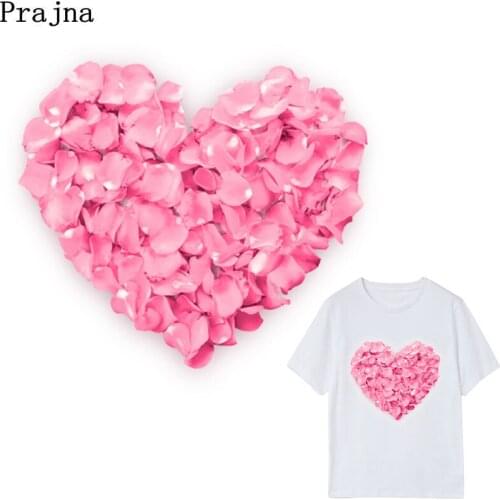 Prajna Rose Petal Romantic Heat Transfers T-Shirt DIY Decoration A-Level Washable Iron On Patches Thermal Transfer Stickers E