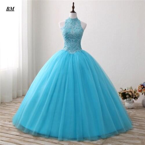 Luxury Blue Quinceanera Dresses 2019 Ball Gown Beaded Sweet 16 Dresses Floor-length Formal Prom Party Dress BM24
